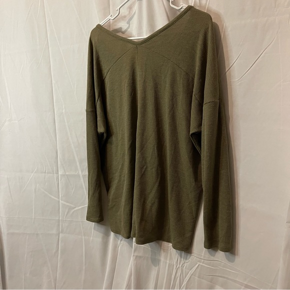 Honeyme Women’s Waffle Knit Long Sleeve Light Army Green Size Large - Picture 5 of 12
